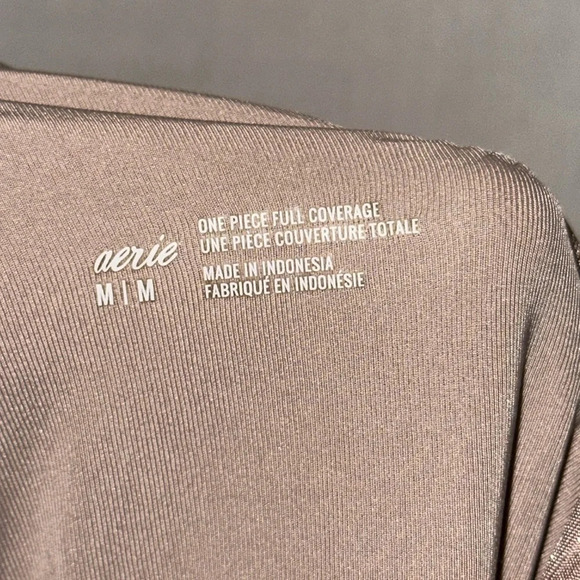 rose gold Aerie ribbed shine asymmetrical one piece swimsuit size medium - Picture 7 of 7